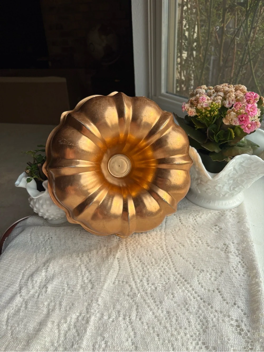 Decorative Copper Bundt Pan Vase Accent